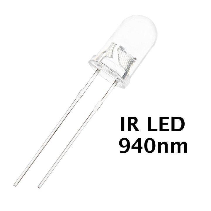 Picture of 5Pcs- 5mm TRANSPARENT LED IR Transmitter LED Sensor 5mm 940nm IR LED Lights Infrared Transmitters RX LED Sensor Lights 5mm For Electronics TV Camera Remote Control - Multicolor