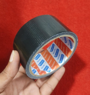 Picture of BLACK Polyethylene Cloth Tape 2 Inch Tape 50mm Tape 10M Long Industrial Cloth Duct Tape Adhesive Black Tape 2 Inch Polythene Cloth Tape 2 Inch Binding Tape Rexene Tape - Black