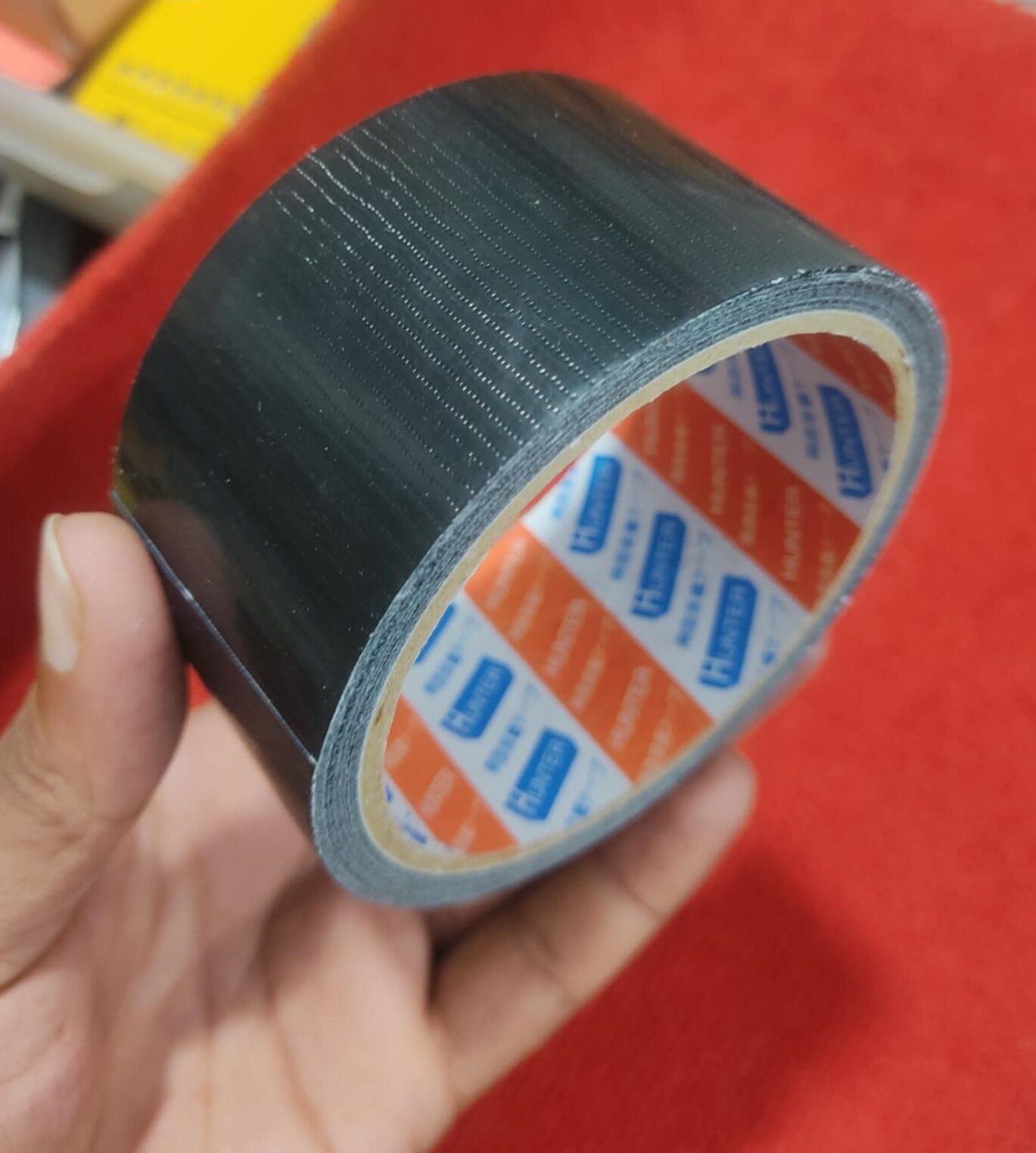 Picture of BLACK Polyethylene Cloth Tape 2 Inch Tape 50mm Tape 10M Long Industrial Cloth Duct Tape Adhesive Black Tape 2 Inch Polythene Cloth Tape 2 Inch Binding Tape Rexene Tape - Black