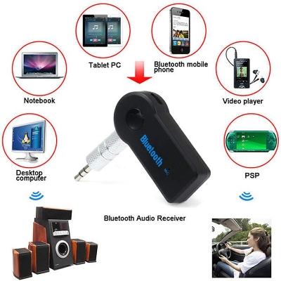 Picture of 3.5mm Car Wireless Bluetooth Car Kit AUX Audio Music Receiver Adapter Handsfree With Mic For Phone MP3 Player Headphone Handsfree