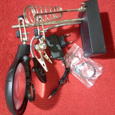 Picture of Soldering Iron Stand-3rd Helping Hand Magnifier Tool 3.5x & 12x Electrical Circuitry & Parts