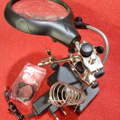 Picture of Soldering Iron Stand-3rd Helping Hand Magnifier Tool 3.5x & 12x Electrical Circuitry & Parts