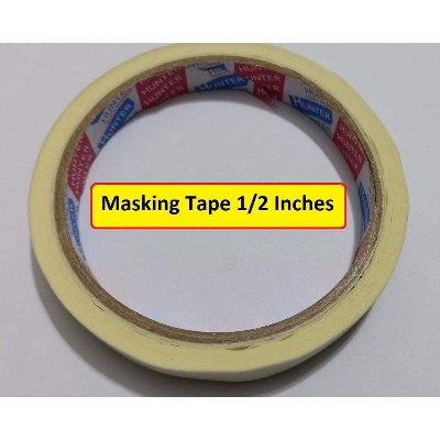 Picture of Masking Tape 1/2 Inch Width 12mm Length 10 Meter Multi Purpose Masking Tape Rubber Glue Crepe Paper Masking Tape For Wall Painting Paper Masking Tape