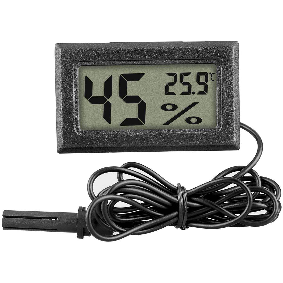 Picture of Digital LCD Display With Temperature Humidity Meter Gauge Thermometer Hygrometer Temperature Sensor Outdoor 1.5M Length Cables Sensor Probe Humidity Meter Temperature Meter