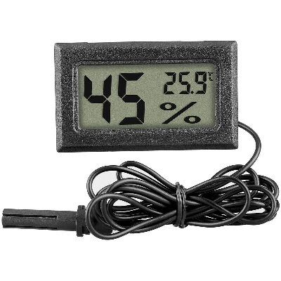 Picture of Digital LCD Display With Temperature Humidity Meter Gauge Thermometer Hygrometer Temperature Sensor Outdoor 1.5M Length Cables Sensor Probe Humidity Meter Temperature Meter