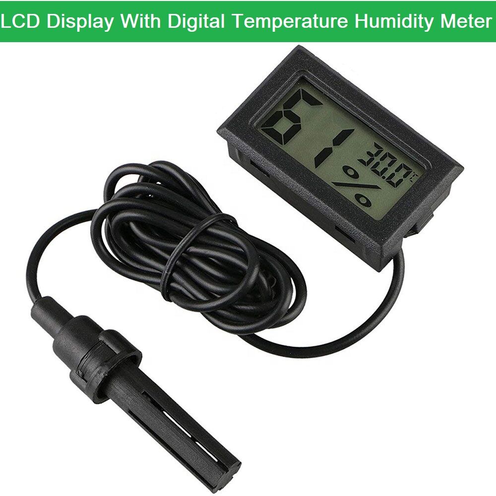 Picture of Digital LCD Display With Temperature Humidity Meter Gauge Thermometer Hygrometer Temperature Sensor Outdoor 1.5M Length Cables Sensor Probe Humidity Meter Temperature Meter