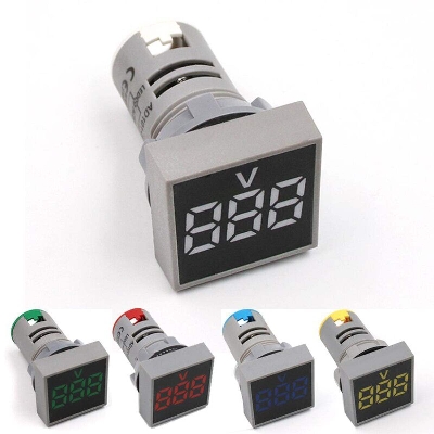 Picture of 22mm AC 12-500V LED Panel Digital Voltage Meter Voltmeter Square Indicator Light