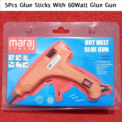 Picture of 5Pcs Glue Sticks With 60Watt Hot Melt Electric GLUE G-u-n Machine AC 220V 60W Heat G-u-n Glue Machine For 7mm Glue Sticks