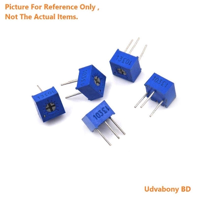 Picture of 3386 102 1K Ohm Potentiometer 3 Pin Square Shape 1K 102 1/2W Potentiometer Top Adjustment Variable Resistors 1K Ohm 102 Trimpot Trimmer Potentiometer Trim Pot Electrical Circuitry & Parts - 3Pcs