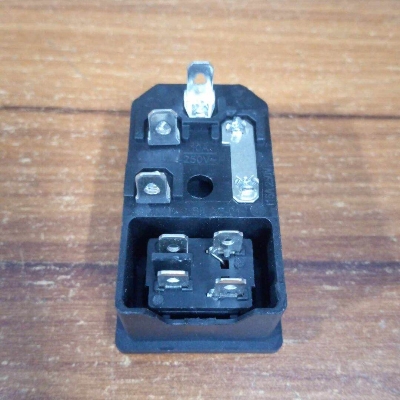 Picture of BK-AC-01 AC 250V 15A 3 Pin Terminal MALE Electrical Inlet Power Socket FUSE & Holder