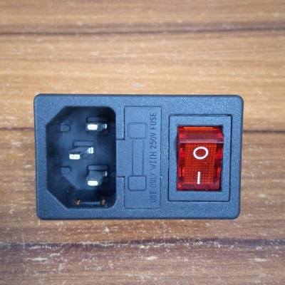 Picture of BK-AC-01 AC 250V 15A 3 Pin Terminal MALE Electrical Inlet Power Socket FUSE & Holder