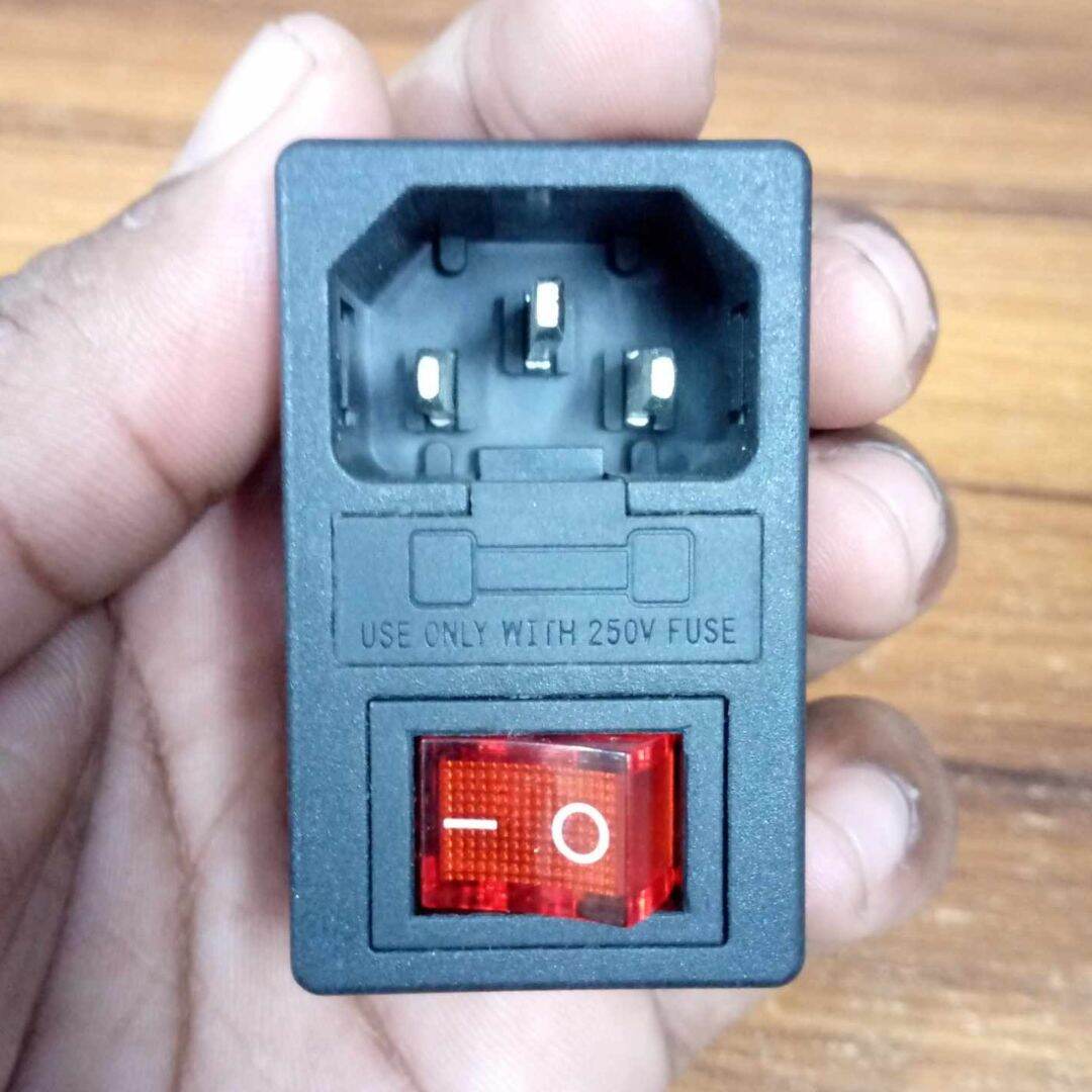 Picture of BK-AC-01 AC 250V 15A 3 Pin Terminal MALE Electrical Inlet Power Socket FUSE & Holder