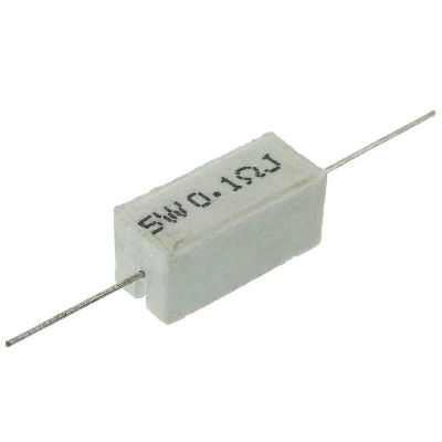 Picture of 10Pcs 5Watt 0.1 Ohm WIREWOUND 5W 0.1 Ohm Ceramic Cement Power Wirewound Resistor 0.1 Ohm 5Watt Wire Wound 2Pin Leads Fixed Cement Resistor 5% Tolerance 2Pin Leads
