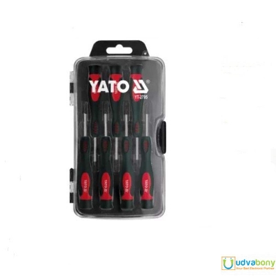 Picture of Industrial 7Pcs Screwdriver Set YATO Brand YT-2795 With PVC Tray Box For Heavy Duty Works Purpose Screws Drivers