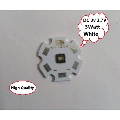 Picture of White 3Watt LED Chip 3.1v 3.7v 3W With Metal Plate Heatsink Heat Sink Aluminum Base 20mm PCB DIY For Torch Light