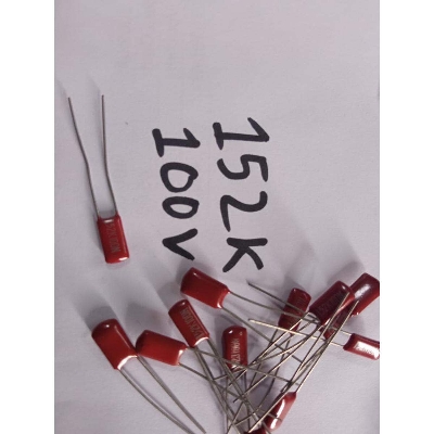 Picture of 10Pcs- 152K 100V Metallized Polypropylene Film 152K Capacitor 1.5nF 100V Mylar Polyester Film Electrical Circuitry & Parts