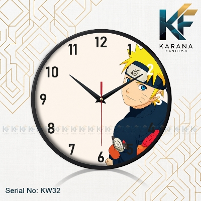 Picture of Karana Fashion (KW-32) 12-Inches Anime Naruto Uzumaki Decorative Wall Clock for Kids & Anime Fans - Black