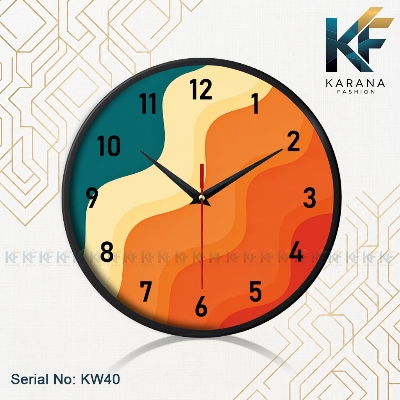 Picture of Karana Fashion (KW-40) 12-Inch Modern Abstract Retro Wavy Premium Wall Clock - Black