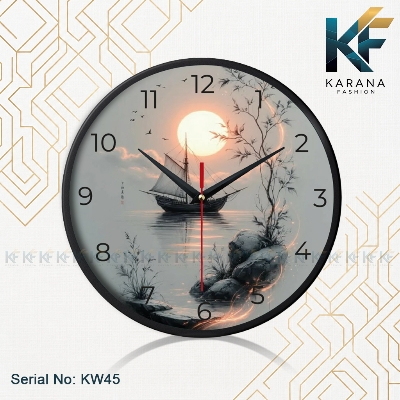 Picture of KARANA FASHION 12-Inch Scenic Art Wall Clock (Model: KW45) – Elegant Home & Office Décor - Black