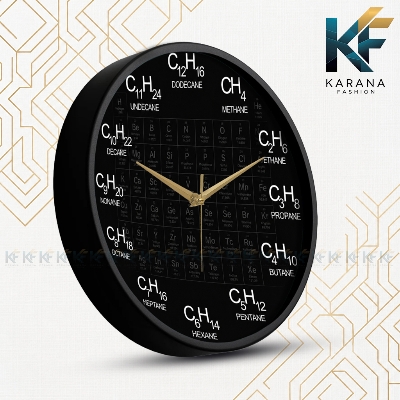 Picture of Karana Fashion (KW-31) 12-Inches Chemistry Periodic Table & Organic Alkane Formula Decorative Wall Clock - Black