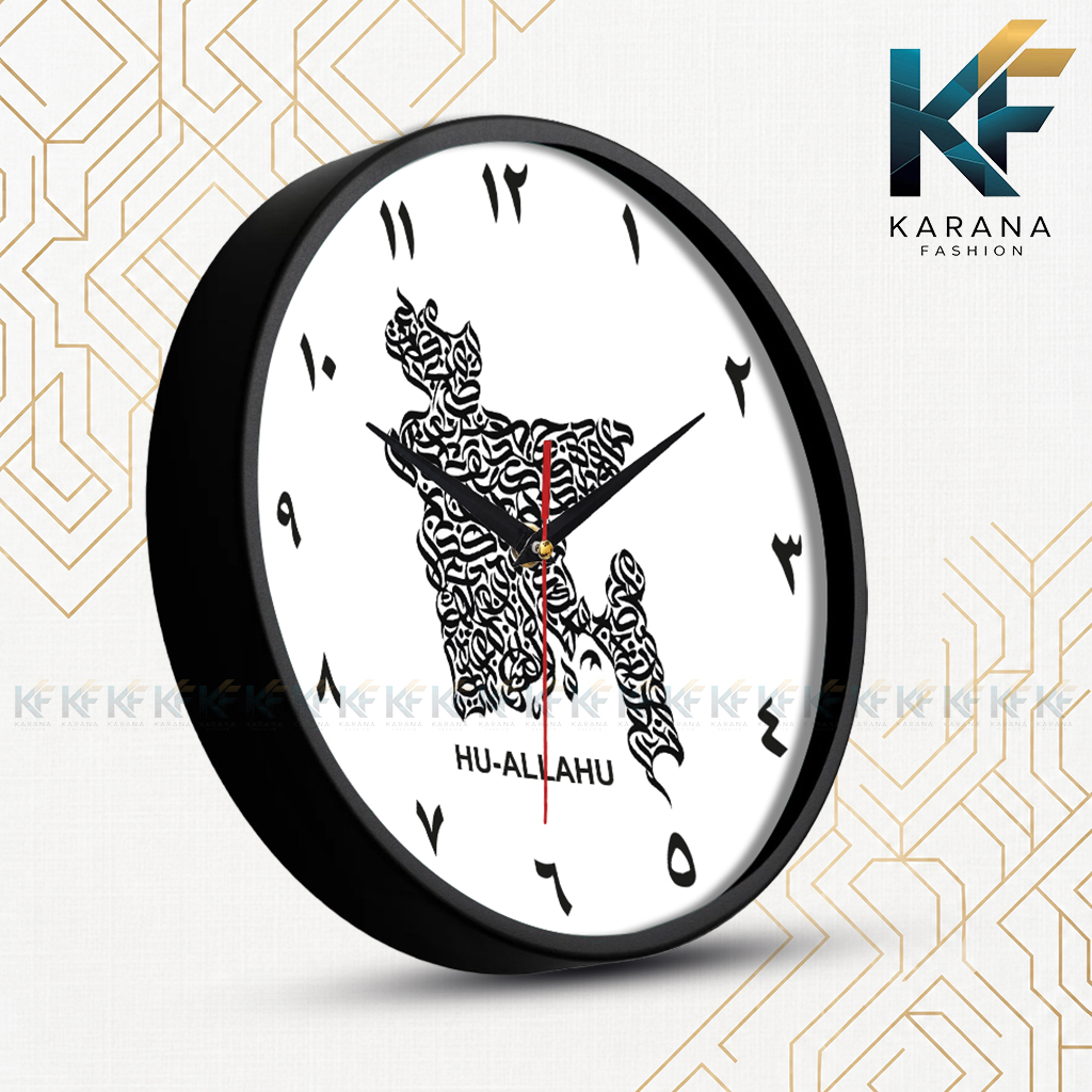 Picture of Karana Fashion (KW-43) 12-Inch Bangladesh Map Calligraphy Premium Wall Clock - Black