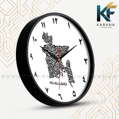 Picture of Karana Fashion (KW-43) 12-Inch Bangladesh Map Calligraphy Premium Wall Clock - Black