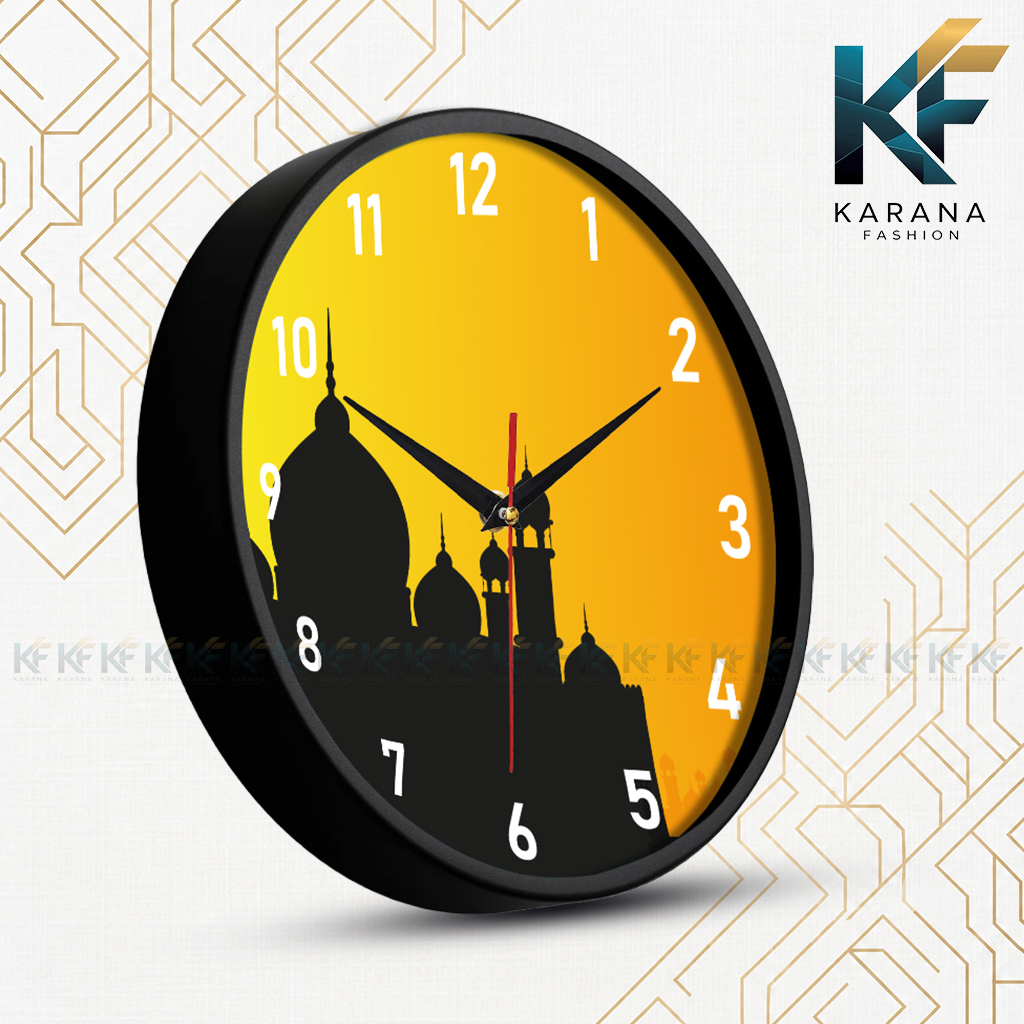 Picture of Karana Fashion (KW-44) 12-Inch Islamic Mosque Silhouette Premium Wall Clock - Black