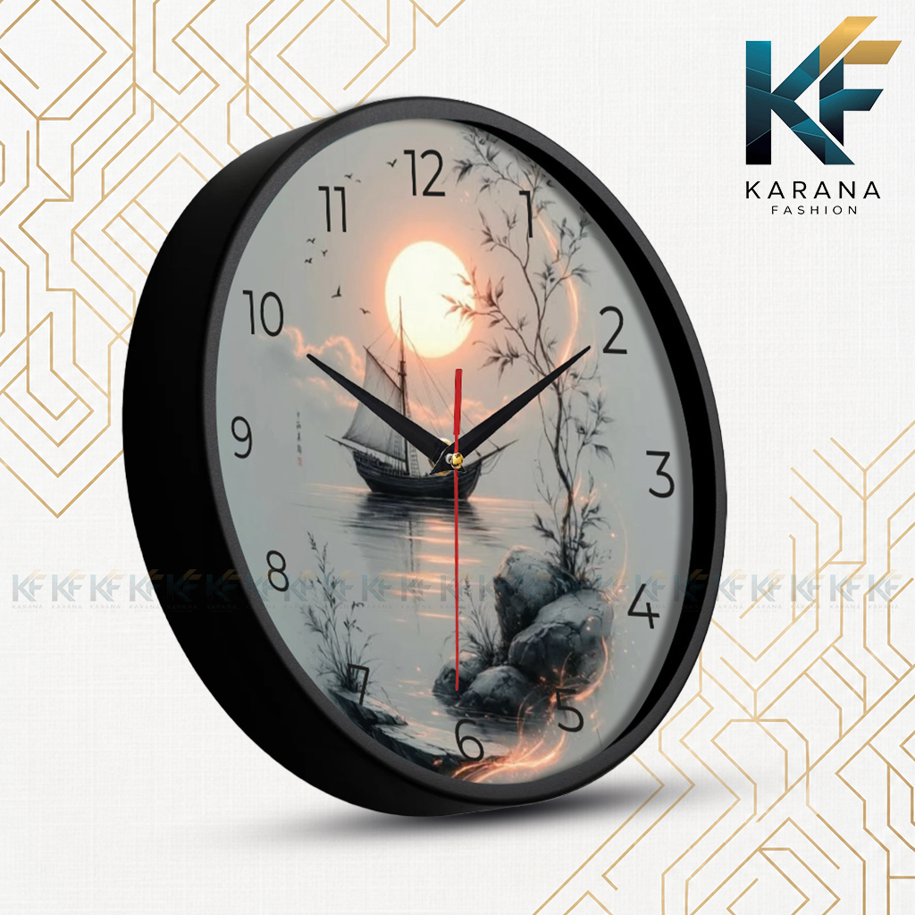 Picture of KARANA FASHION 12-Inch Scenic Art Wall Clock (Model: KW45) – Elegant Home & Office Décor - Black