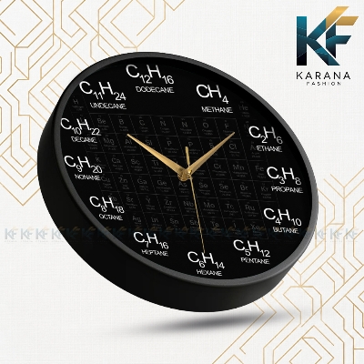 Picture of Karana Fashion (KW-31) 12-Inches Chemistry Periodic Table & Organic Alkane Formula Decorative Wall Clock - Black