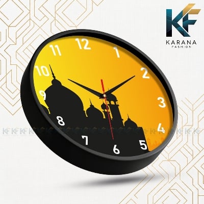 Picture of Karana Fashion (KW-44) 12-Inch Islamic Mosque Silhouette Premium Wall Clock - Black