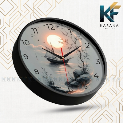 Picture of KARANA FASHION 12-Inch Scenic Art Wall Clock (Model: KW45) – Elegant Home & Office Décor - Black