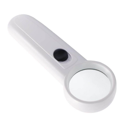 Picture of 37mm Diameter Handheld Magnifier Glass MG6B-2 15X With 2 LED Flashlight For Jewelry Repair Tools Sets Reading Magnifying Glass