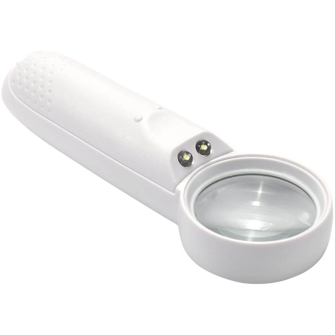Picture of 37mm Diameter Handheld Magnifier Glass MG6B-2 15X With 2 LED Flashlight For Jewelry Repair Tools Sets Reading Magnifying Glass