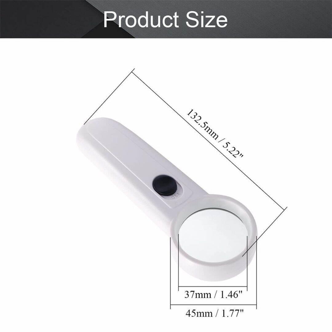 Picture of 37mm Diameter Handheld Magnifier Glass MG6B-2 15X With 2 LED Flashlight For Jewelry Repair Tools Sets Reading Magnifying Glass