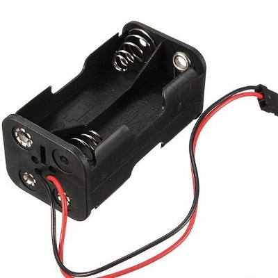 Picture of Double Layer AA 4 Tank Rechargeable Battery Holder 14500 Four Slot Plastic Storage Box Case With Leads Cables Wire 14500 Battery Holder 4 Tank - Black