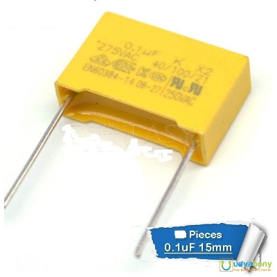 Picture of 3Pcs- Box Type 0.1uF 275VAC Electric Power Polypropylene Metal Film Capacitor Axial Film Molded Capacitor