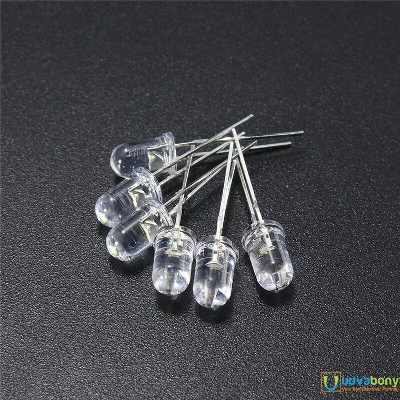 Picture of 50Pcs- Transparent WHITE 5mm Water Clear LED White 5mm Ultra Bright Transparent Round 5mm LED Light Emitting Diode Water Clear White Light Bulbs