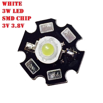 Picture of 5Pcs- White 3W LED SMD Chip 3v 3.8v With Metal Plate Heatsink Heat Sink Aluminum Base 20mm P.C.B DIY