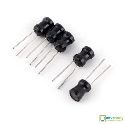 Picture of 5Pcs- 100uH Radial Inductor 100uH Magnetic Core Ferrite Drum Core Choke Power Inductor Through Hole Lead For PCB Board Electronics Circuitry & Parts