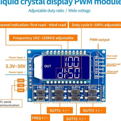 Picture of 8 Pcs Switches With 3 Channel PWM Board Module Pulse Frequency Duty Cycle Adjustable Module Signal Generator 1Hz-150Khz with LCD Display