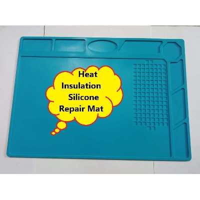 Picture of Heat Insulation Silicone Repair Mat, Anti-Static Station Magnetic Repair Silicone Work Pad For Cellphone, Laptop, Watch, Heat Resistant Pad 500°C For Soldering Station Iron- Blue 12.5 x 9 Inch