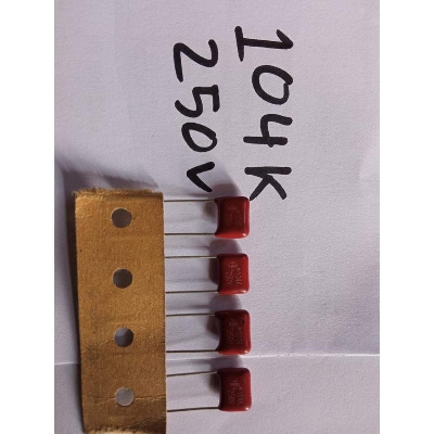 Picture of 5Pcs- Metallized Polypropylene Film 104k Capacitor 100nF 250V Mylar Polyester Film