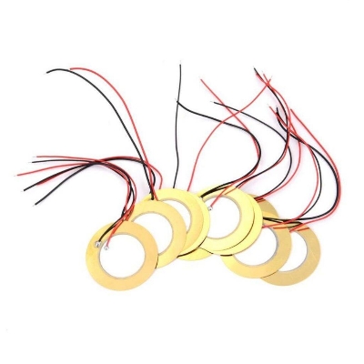 Picture of 2Pcs-35mm Buzzer Wire Copper Piezo Element 35mm Sounder Sensor Trigger Drum Disc Vibration Knock Sensor With Cable & Connector