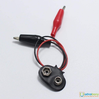 Picture of DC 9V Battery Clip Connector Lead Socket 6F22 Battery Holder Snap 9 Volt With Dual Alligator Clip For Arduino DIY