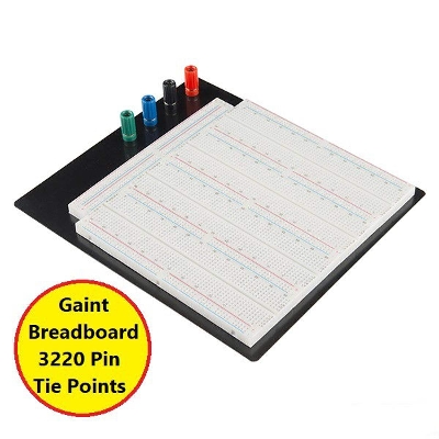 Picture of Breadboard Giant Solderless 3220 Tie Points Pin Brass Metal Clips White Breadboard With Plate & Binding Post