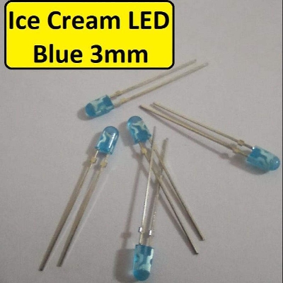 Picture of 25Pcs- Ultra Bright Blue Color 3mm Ice Cream LED Light Emitting Diode For Lighting LED Outdoor LED Torch Light Electronic Project DIY