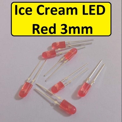 Picture of 25Pcs- Ultra Bright Red Color 3mm Ice Cream LED Light Emitting Diode For Lighting LED Outdoor LED Torch Light Electronic Project DIY