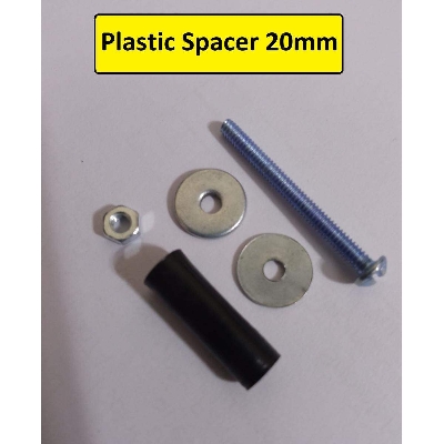Picture of 4Pcs-20mm Plastic Spacer 20mm Round Metric Insulation Spacer Standoff Non-Threaded ABS Plastic Spacer With Metal Screw Nut & Washer Electronics Circuitry & Parts