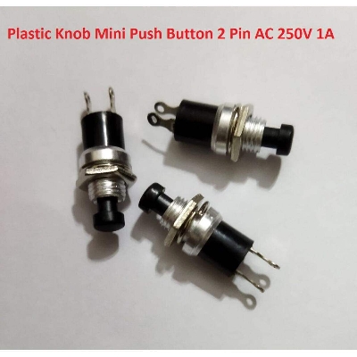 Picture of 5Pcs - Plastic Knob Mini Push Button 2 Pin AC 250V 1A SPST Momentary On Off Normally Open Lockless Momentary Push Button Switches