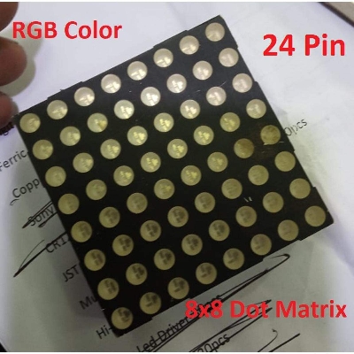 Picture of Dot Matrix Round Dot 8×8 2088CDEG 5mm Led Display 24 Pin Common Anode RGB Full Color Super Bright 60mm For Elevator Panel Moving Massage Arduino